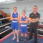 Boxing on ... Dunedin boxers Cherine Henry (left) and Bridget Morton share the ring with New...