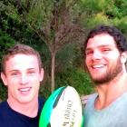 Brad Weber (left) and Kieran Moffat, after playing in a sevens tournament in England recently....