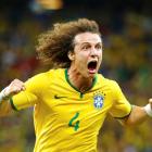 Brazil's David Luiz celebrates his goal against Colombia. REUTERS/Stefano Rellandini