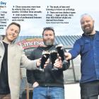 Toasting with a porter beer in Dunedin yesterday are (from left) Otago University Students’...
