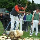 Brian Gutsell, of Gore, competes in the woodchopping section at the South Otago A and P Show in...