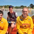 Brighton Surf Life Saving crew (from left) Liam Trotter (17), Sam Clutterbuck (23), Natasha Whyte...