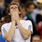 Britain's Andy Murray reacts after defeating Serbia's Novak Djokovic to win the US Open tennis...