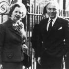 British Prime Minister Margaret Thatcher and US Secretary of State Alexander Haig outside Number...