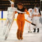 Brylie Meng and Megan Kliegl (both 18), of Dunedin, rehearse for Oz on Ice at the Dunedin Ice...