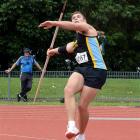 Bryn McLeod-Jones in action in the senior men’s javelin at the Caledonian Ground on Saturday....