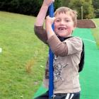 Caleb Mockford (9) is one of the first to try out the new 60m-long flying fox at Bradford School...