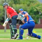 Canterbury batsman  Meg Kendal edges the ball  past Otago wicketkeeper Katey Martin during their...