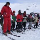 Cardrona Alpine Resort ski instructor Thomas Parks prepares to take a bunch of eager skiers for a...