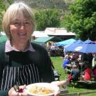 Cardrona Katy Scurr proffers a bowl of Cardrona Hotel rabbit stew at yesterday's fair. Photo by...