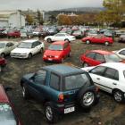 Cars parked on the stadium site in Awatea St last week. Photo ODT files