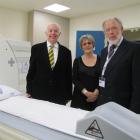 Central Lakes Trust chairman Sir Eion Edgar, Central Otago Health Inc chairwoman Ainsley Webb and...