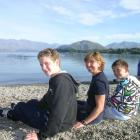Challenge Wanaka's youngest competitor Cameron McMahon (13), left, with mother Julie and brother...
