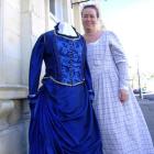 Chantel Jones with her most elaborate Victorian costume creation outside the Oamaru Textile...