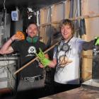Chase Bickerton (left) and Gregor Leckie in building mode behind the bar of Queenstown's latest...
