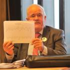 Chief coroner Judge Neil MacLean talks about suicide, at the Dunedin Public Library last night....