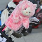 Clubs at the New Zealand Open protected by a glove puppet. Photo by Peter McIntosh.