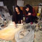 Clyde artist Maxine Williams (left) and Finland art student Meri Hietala at Maxine's studio in a...