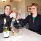Co-owner of The Wooing Tree Vineyard Steve Farquharson and winemaker Carol Bunn celebrate their...