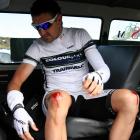 Colourplus's Hayden Roulston after an accident within the peloton at Wallacetown in stage 2 of...