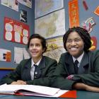 Columba College pupils Alexandra Jones and Sarah Agyeman prepare for the national final of the...