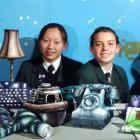 Columba College pupils (from left) Shannon Morton (15), Emily Poon (14), Laura Carruthers (14)...