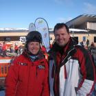 Coronet Peak Ski instructor Michele Fuller (left) with one of her students, Christopher Kingsley...