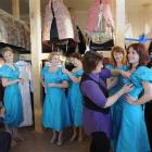 Costume-fitting bridesmaids (from left) Maryanne Smyth, Claire Dougan, Serena Cotton, Lizzie...