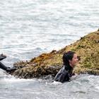 Cousins Barlow Anderson (16), Waiura Anderson (15) and Hinamoki Rewi (14) search for shellfish...