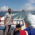 Cromwell man Richard Scott leaves the oil rig Ocean Patriot. Photos supplied.