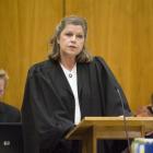 Crown prosecutor Marie Grills addresses the Weatherston trial in the High Court at Christchurch...