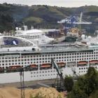 Cruise ships Dawn Princess (front) and Pacific Dawn (rear)  in Port Chalmers. Photo by Gerard O...