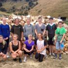 Cutting firewood to raise funds for their African trip are Taieri College pupils (back, from left...