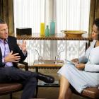 Cyclist Lance Armstrong is interviewed by Oprah Winfrey in Austin, Texas in theis handout photo...