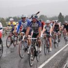 Cyclists in the 16th annual Lake Dunstan Cycle Challenge head down State Highway 8B at the start...