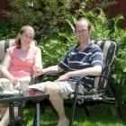 David Bain and fiancee Liz Davies relax at their home in Christchurch on Saturday. Photo from...