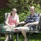David Bain and fiancee Liz Davies relax in the garden of their Christchurch home. Photo by Herald...