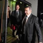 David Bain leaves the High Court at Christchurch last evening flanked by supporters. Photo by...