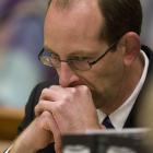 David Bain listens to evidence yesterday. Photo Pool