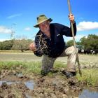 David McAtamney revels in puddles on his farm, between Waipiata and Kyeburn, yesterday. Photo by...