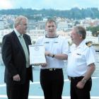 Defence regional employee of the year award on the HMNZS Otago on Monday, John Findlay, Barry...