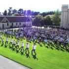 Departing Waitaki Boys' High School rector Dr Paul Baker stands with head boy Douglas Wood to...