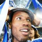 Didier Drogba celebrates with the trophy after Chelsea beat Bayern Munich in the Champions League...