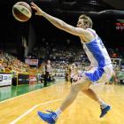 Dillon Boucher of the Breakers attempts to regather the ball during game two of the NBL Finals...