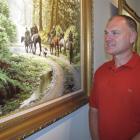 Director Richard Blakeley, of the newly launched Mountfort Gallery, beside the $60,000 painting,...