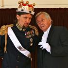 Dougal Stevenson as Calynx, Utopian vice chamberlain, profers advice to King Paramount (Joel Allen).