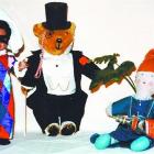 Dressed in their glad rags, Playschool toys Manu, Big Ted and Jemima party off-screen. Photo by...