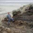 Dunedin city councillor Colin Weatherall yesterday stands by what had been a narrow walkway at...