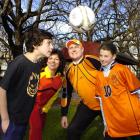 Dunedin friends and football rivals fool around in the Octagon ahead of the World Cup final...