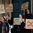 Dunedin Hospital kitchen workers rally outside the Dunedin Municipal Chambers before a health...